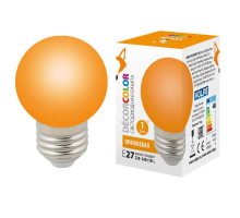 Лампа светодиодная Volpe E27 1W оранжевая LED-G45-1W/ORANGE/E27/FR/С UL-00005650