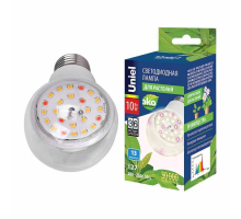 Лампа светодиодная для растений Uniel E27 10W прозрачная LED-A60-10W/SPFB/E27/CL PLP30WH UL-00007404