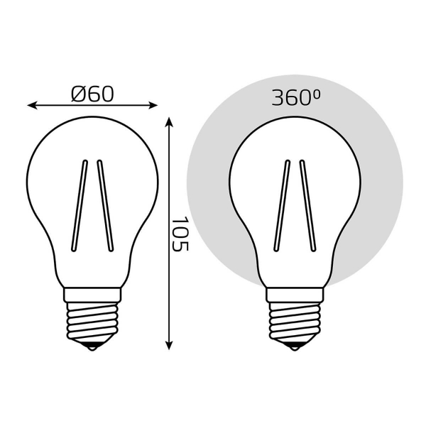 Лампа светодиодная филаментная Gauss E27 20W 2700K прозрачная 102902120