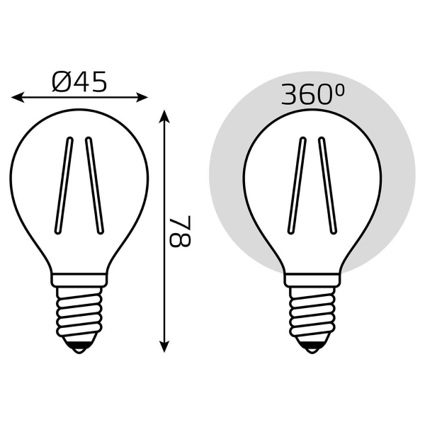 Лампа светодиодная филаментная Gauss E14 13W 2700K прозрачная 105801113