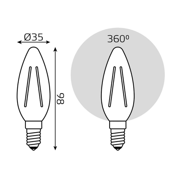 Лампа светодиодная филаментная Gauss E14 11W 2700К прозрачная 103801111