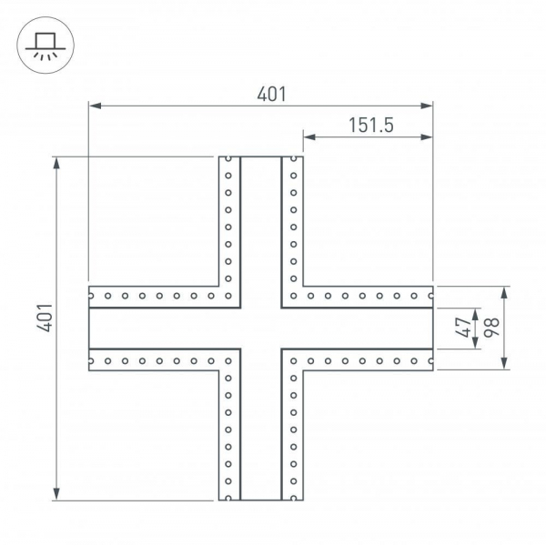 Коннектор X-образный Arlight SL-Linia45-Fantom 030109