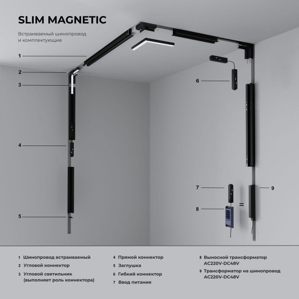 Коннектор L-образный внутренний Elektrostandard Slim Magnetic 85213/00 a067507