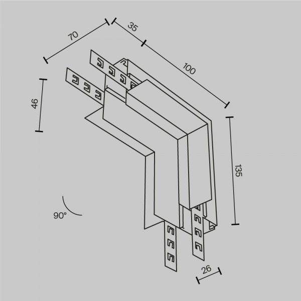 Коннектор L-образный встраиваемый Maytoni Technical Exility TRA034CL-42.12W