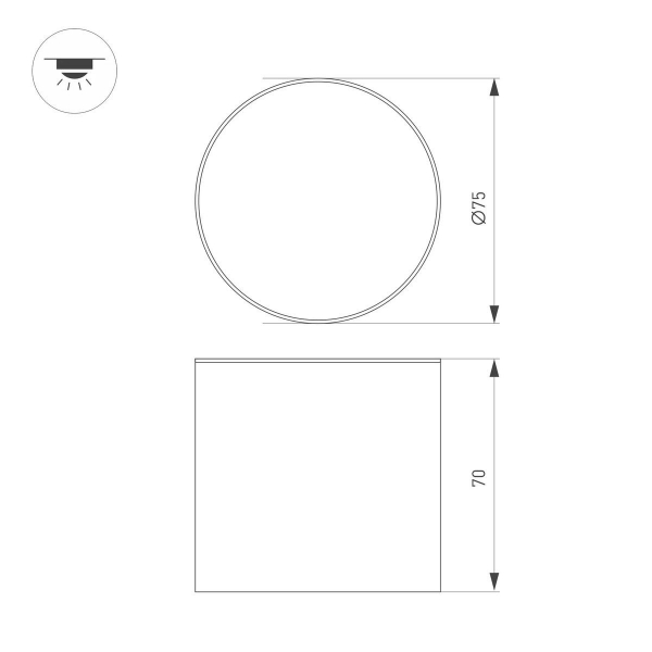 Накладной светодиодный светильник Arlight SP-CYLINDO-R75-7W Day4000 (BK, 110 deg, 230V) 043965