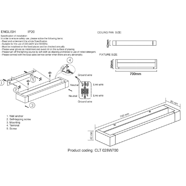 Настенный светодный светильник Crystal Lux CLT 028W700 BL