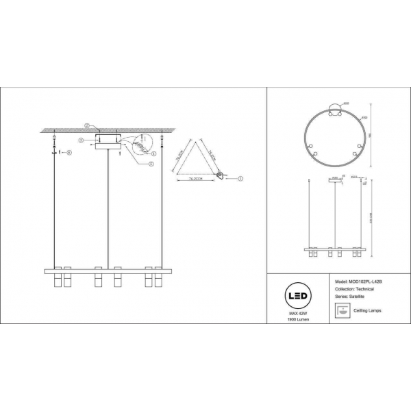 Подвесная светодиодная люстра Maytoni Satellite MOD102PL-L42B