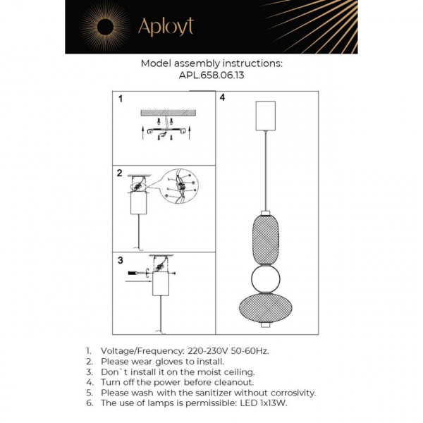 Подвесной светодиодный светильник Aployt Nikusia APL.658.06.13