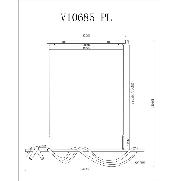 Подвесной светодиодный светильник Moderli True V10685-PL