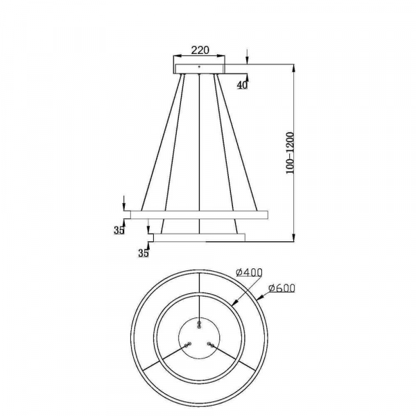 Подвесной светодиодный светильник Maytoni Rim MOD058PL-L55BSK