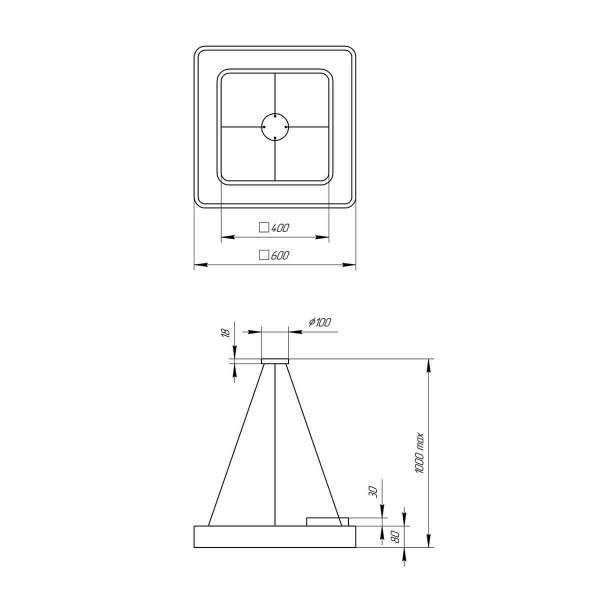 Подвесной светодиодный cветильник Geometria ЭРА Quadro SPO-161-W-40K-060 60Вт 4000К белый Б0050582