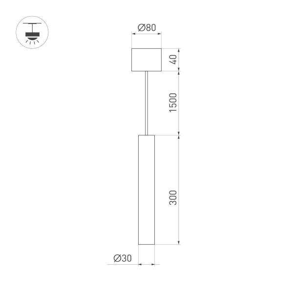 Подвесной светодиодный светильник Arlight SP-Pipe-Hang-L300-R30-9W Day4000 038612