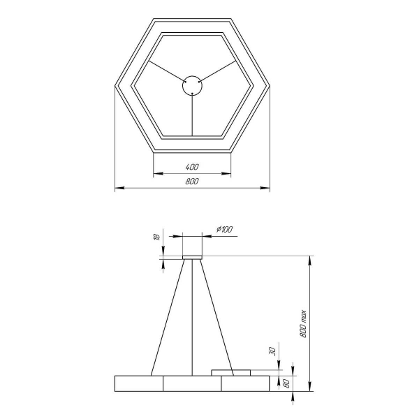 Подвесной светодиодный cветильник Geometria ЭРА Hexagon SPO-124-W-40K-051 51Вт 4000К белый Б0050556