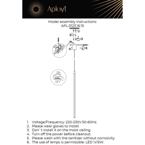 Подвесной светодиодный светильник Aployt Gabi APL.0123.16.15