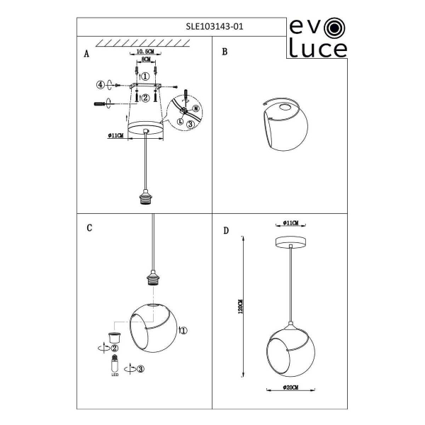 Подвесной светильник Evoluce Satturo SLE103143-01