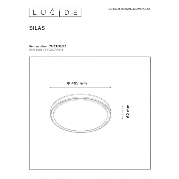 Потолочный светодиодный светильник Lucide Silas 79183/36/65