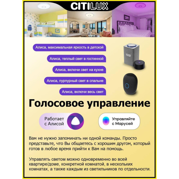 Потолочный светодиодный светильник Citilux Старлайт Смарт CL703A101G