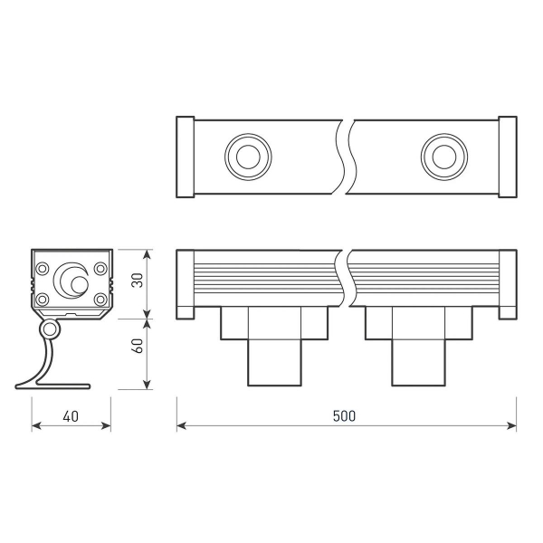 Линейный светодиодный прожектор Arlight AR-LINE-500-12W Warm3000 (GR, 15 deg, 230V) 042176