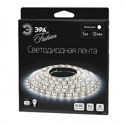 Светодиодная лента ЭРА 14,4W/m 60LED/m 5050SMD холодный белый 5M LS5050-60LED-IP20-W-5m C0043045