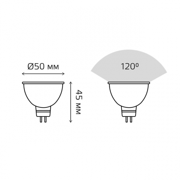 Лампа светодиодная Gauss GU5.3 5W 6500K матовая 201505305