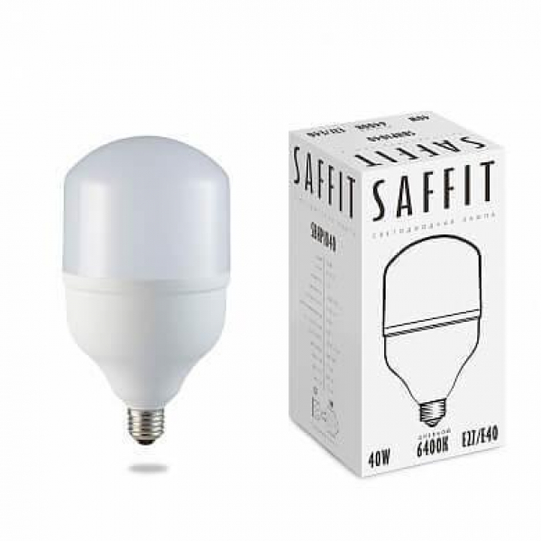 Лампа светодиодная Saffit E27-E40 40W 6400K Цилиндр Матовая SBHP1040 55093