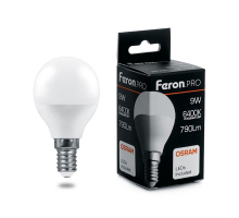 Лампа светодиодная Feron Pro E14 9W 6400K матовая LB-1409 38079