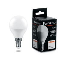 Лампа светодиодная Feron Pro E27 6W 6400K матовая LB-1406 38067