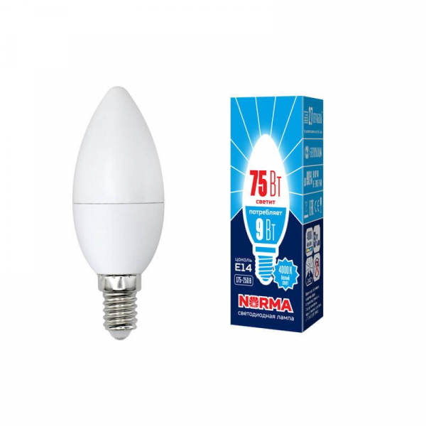 Лампа светодиодная E14 9W 4000K матовая LED-C37-9W/NW/E14/FR/NR UL-00003803