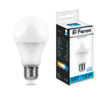 Лампа светодиодная Feron E27 15W 6400K Шар Матовая LB-94 25630