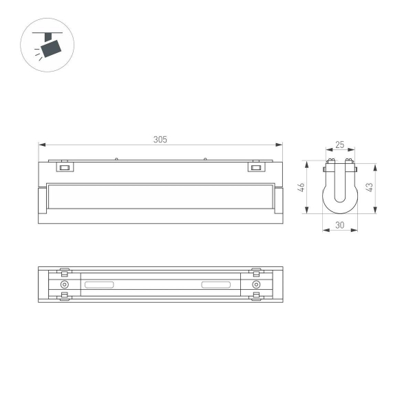 Трековый светодиодный светильник Arlight Mag-Vibe-Flat-Turn-L305-12W Warm3000 044448