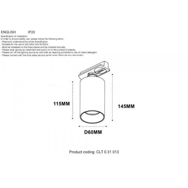 Трековый светильник Crystal Lux CLT 0.31 013 BL-BL