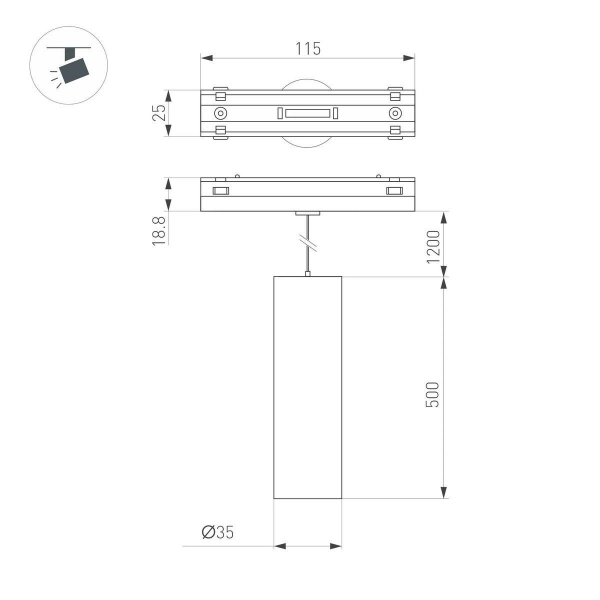 Трековый светодиодный светильник Arlight Mag-Vibe-Spot-Hang-R35-10W Day4000-Mix 045017