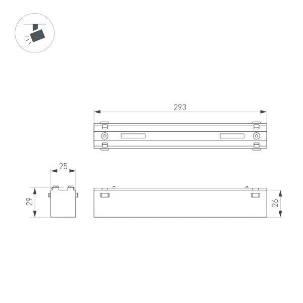 Трековый светодиодный светильник Arlight Mag-Vibe-Flat-L293-12W Day4000-Mix 044430