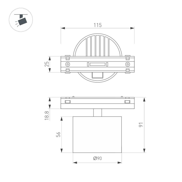 Трековый светодиодный светильник Arlight Mag-Vibe-Rondo-R90-10W Day4000 044472