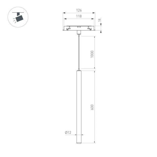 Трековый светодиодный светильник Arlight Mag-Orient-Spot-Hang-L600-R12-2W Day4000 044501