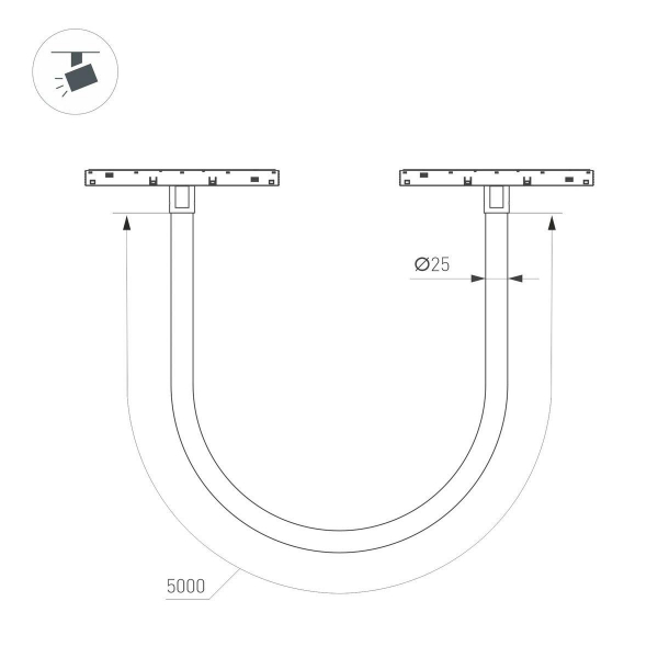 Трековый светодиодный светильник Arlight Mag-Orient-Tube-Elastic-R25-L5000-70W Day4000 044340