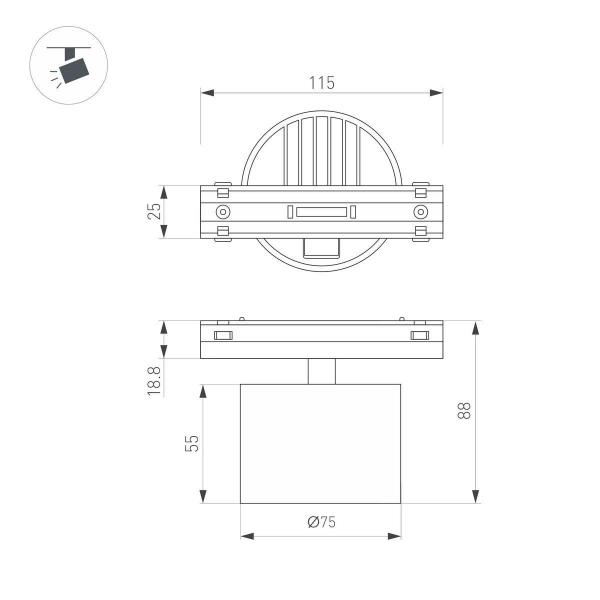 Трековый светодиодный светильник Arlight Mag-Vibe-Point-R75-10W Day4000-Mix 045000