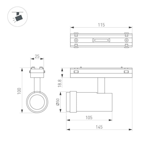 Трековый светодиодный светильник Arlight Mag-Vibe-Spot-Zoom-R47-10W Day4000 044482