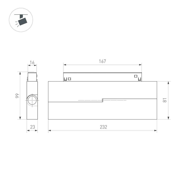 Трековый светодиодный светильник Arlight Mag-Orient-Flat-Fold-S230-12W Day4000-Mix 043911