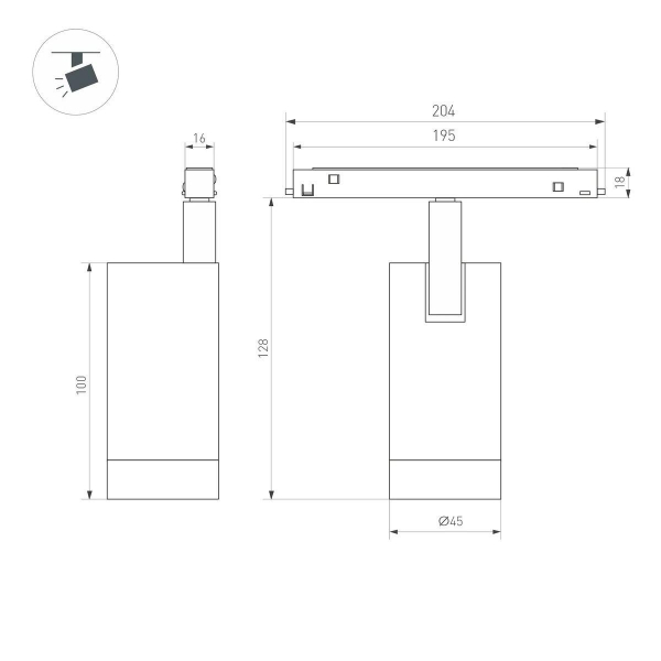 Трековый светодиодный светильник Arlight Mag-Flex-Spot-R45-12W Warm3000 047202