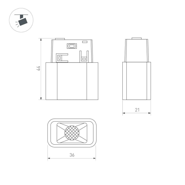 Трековый светодиодный светильник Arlight Mag-Orient-Baby-S36x21-2W Warm3000 043291