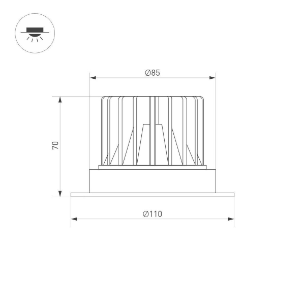 Встраиваемый светодиодный светильник Arlight MS-Atlas-Trimless-R70-12W Warm3000 036105