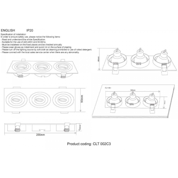 Встраиваемый светильник Crystal Lux CLT 002C3 BL